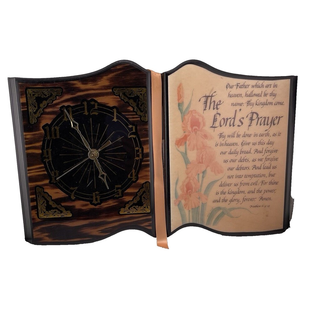 Vintage Wooden Clock The Lords Prayer Clock Not Working